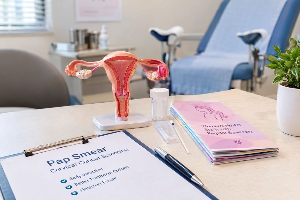 Pap smear and cervical cancer screening education for women seeking a gynecologist in Walhekarwad